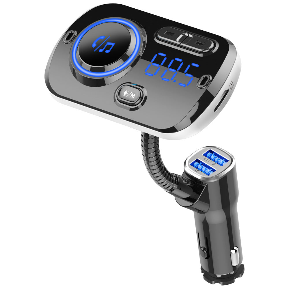 Car FM Transmitter with Bluetooth, Voice Assistant & Mood Light