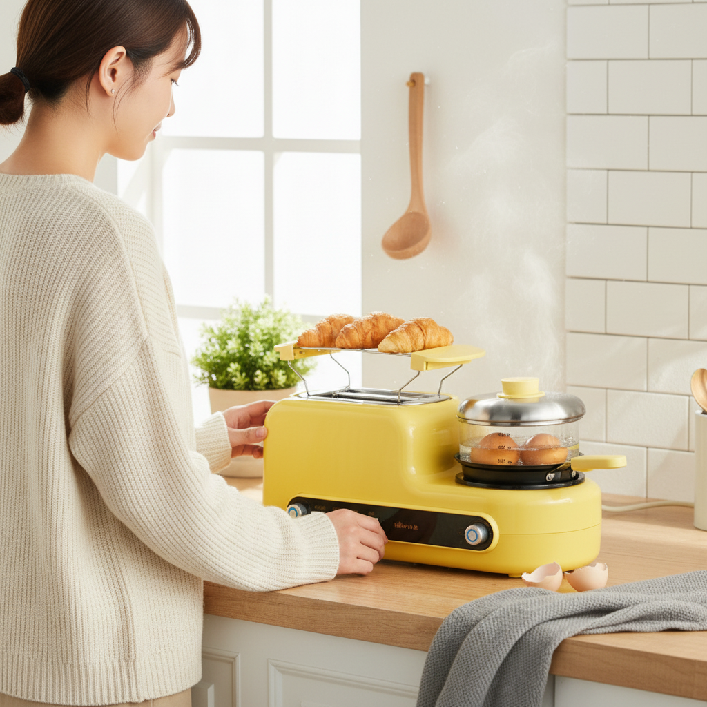 Bread Maker, Toaster, Skillet, and Egg Cooker Set