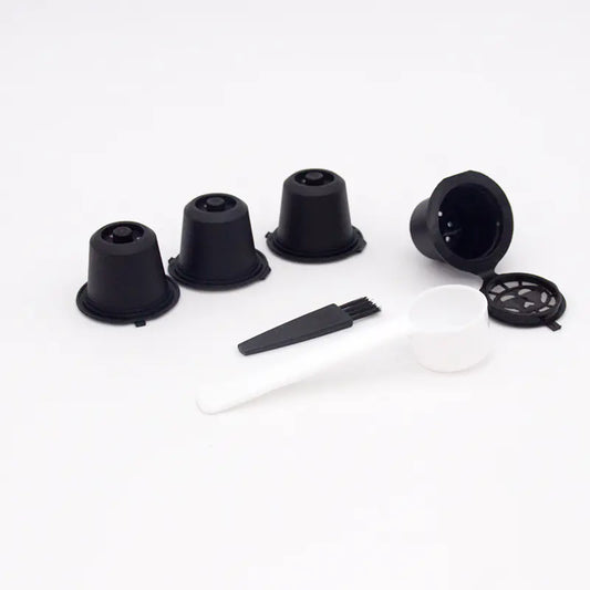 Reusable Coffee Capsule Set with Coffee Spoon (4 Pieces)