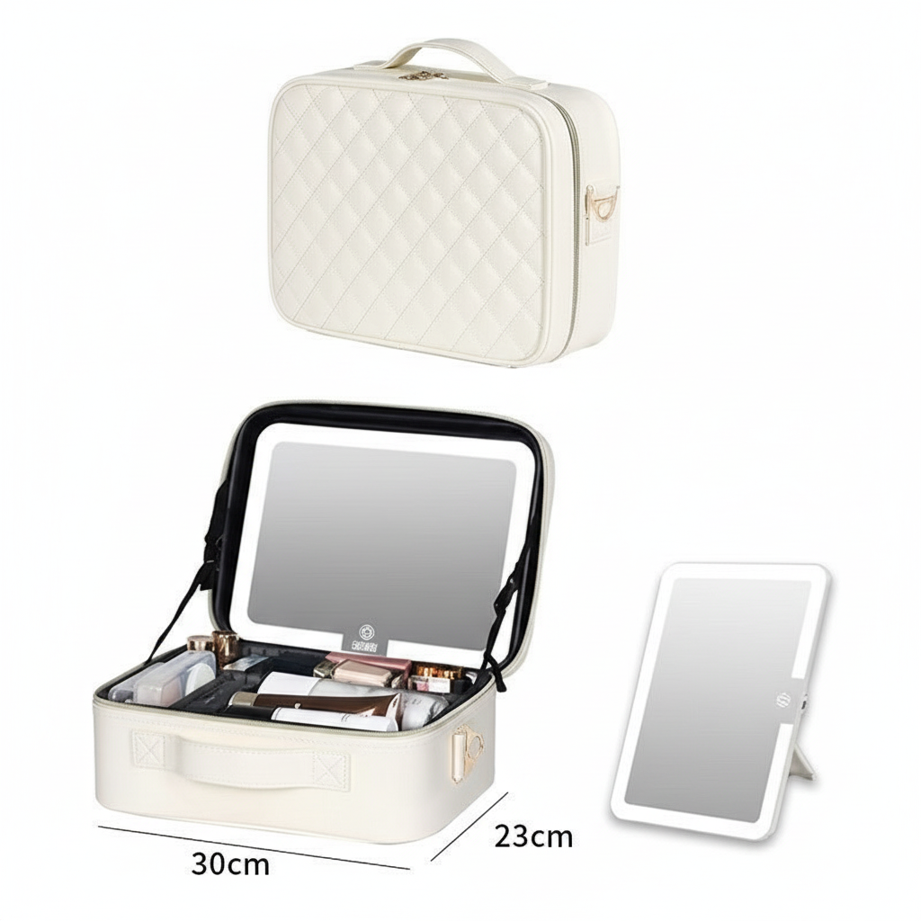 Premium Travel Makeup Bag with LED Mirror
