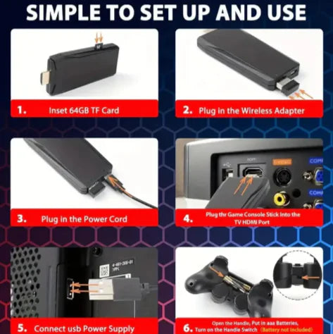 M8 Portable Gaming Console with Wireless Controllers & 64GB SD