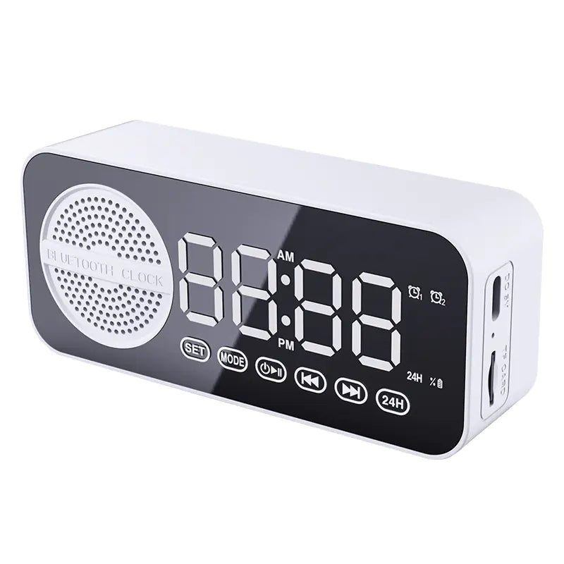 Smart AI Bluetooth Speaker with Mirror Clock Design