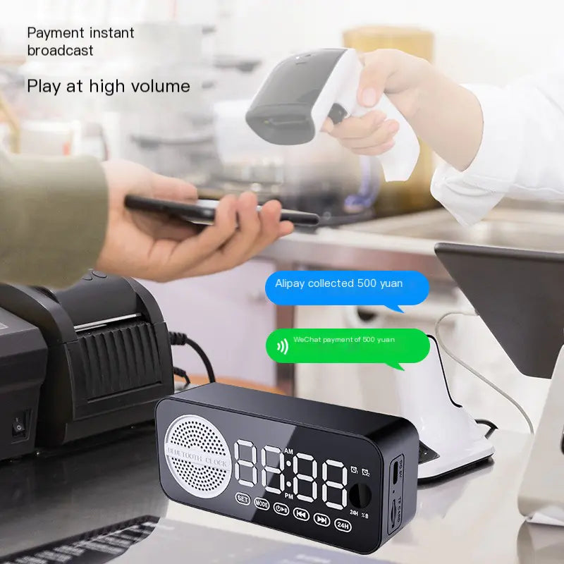 Smart AI Bluetooth Speaker with Mirror Clock Design