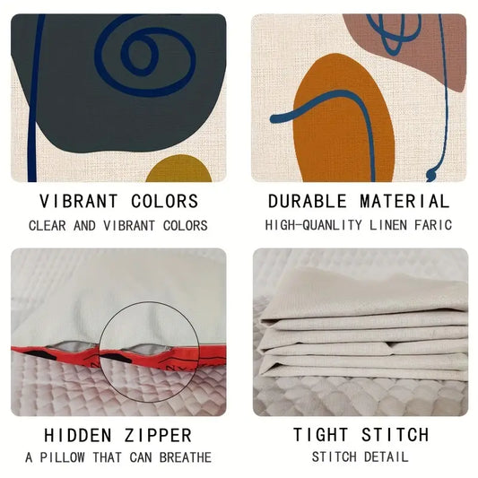 4db színes blokk vászon párnahuzat, 17.7 inch