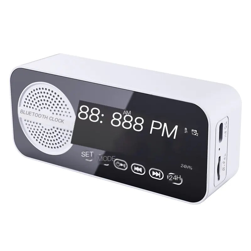 Smart AI Bluetooth Speaker with Mirror Clock Design