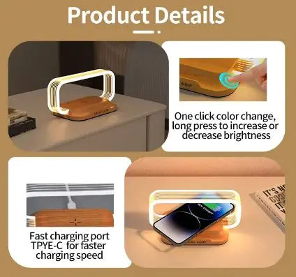 Intelligens Smart Többfunkciós vezeték nélküli töltőállvány LED lámpával