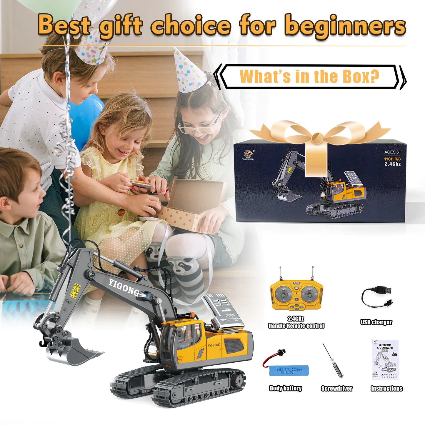 2.4G RC Excavator Remote Control Engineering Toy Truck