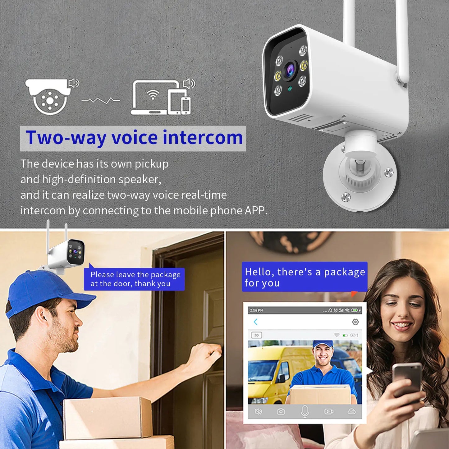 1080p Wifi PTZ Outdoor Security Camera with AI Detection