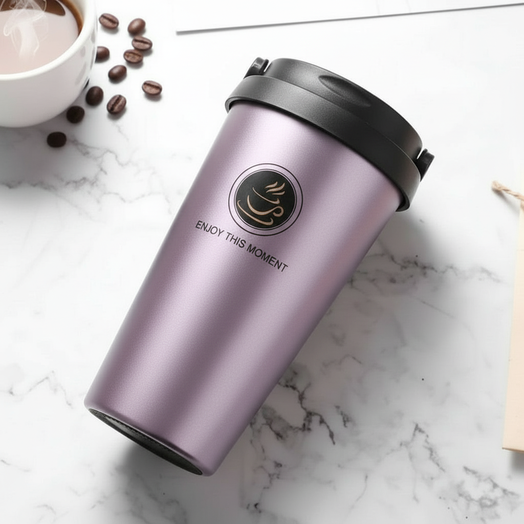 Rozsdamentes acélból készült szigetelt kávébögre fogantyúval