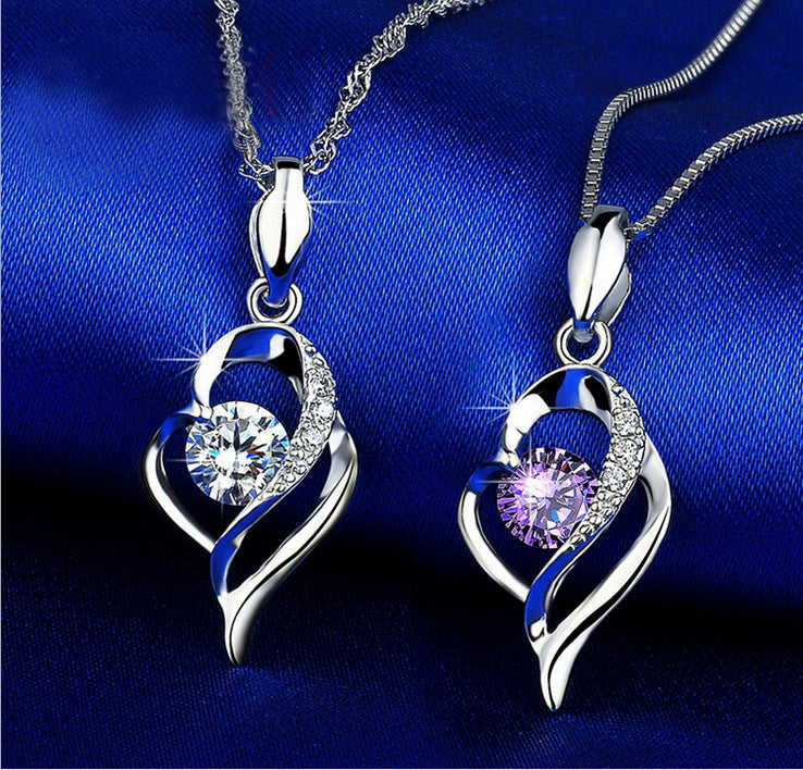 925 Silver Necklace with Zircon Pendant Jewelry
