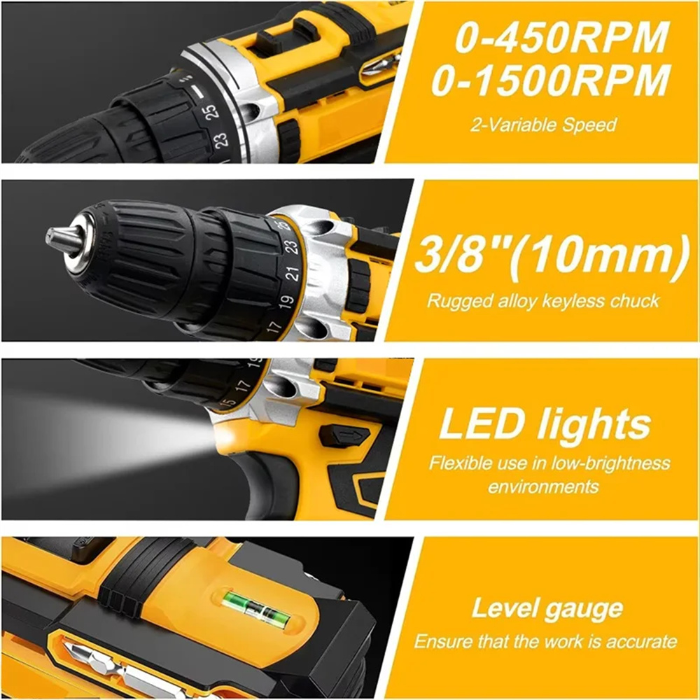 Brushed Impact Drill Lithium Battery High Torque Industrial Grade Hand Drill With Battery