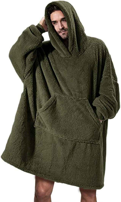 Comfortable Double-Sided Fleece Hoodie with Big Pocket