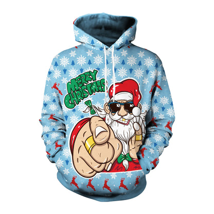 Elk Christmas Couple Hooded Sweater Print