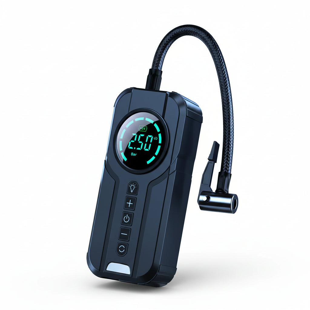 Hordozható, vezeték nélküli 12V-os autó légszivattyú digitális kijelzővel