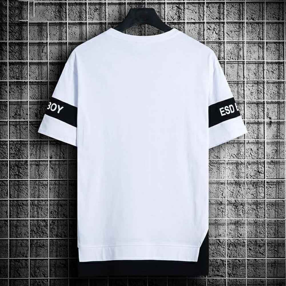 Men's Short Sleeve Printed Letter O-Neck Casual T-Shirt