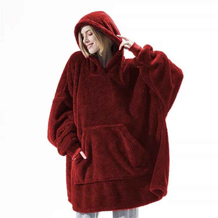 Comfortable Double-Sided Fleece Hoodie with Big Pocket
