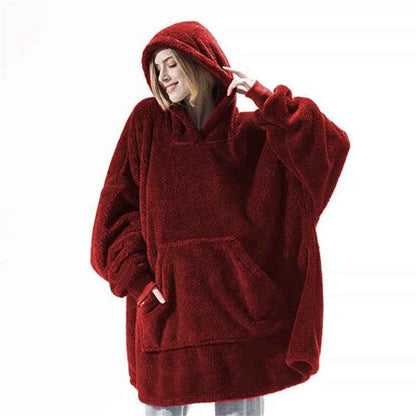 Comfortable Double-Sided Fleece Hoodie with Big Pocket