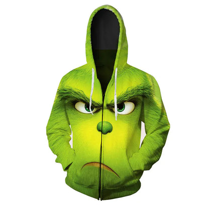 Christmas Green Monkey 3D Printed Hoodie