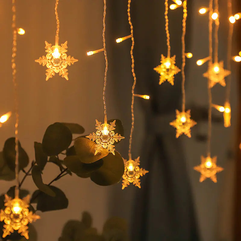 LED Snowflake Curtain Lights for Christmas & Parties