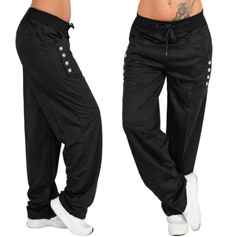 Plus Size Casual Jogger Pants for Women in Black/Gray