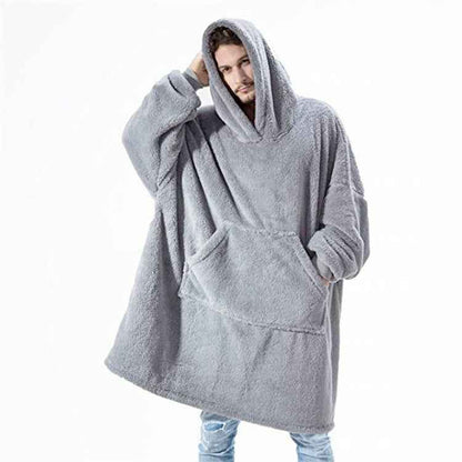 Comfortable Double-Sided Fleece Hoodie with Big Pocket