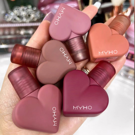 5 Colors Velvet Matte Waterproof Heart Shape Lip Gloss