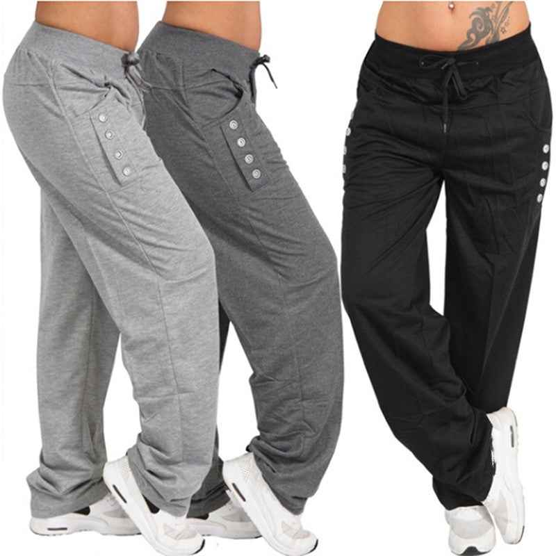 Plus Size Casual Jogger Pants for Women in Black/Gray