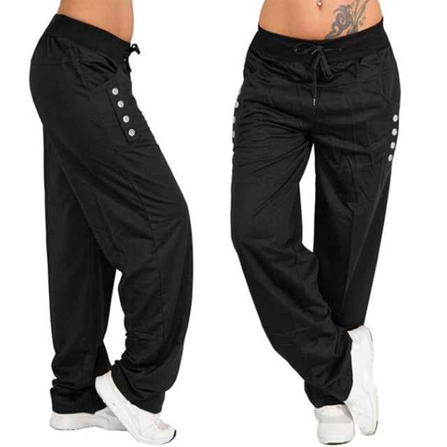 Plus Size Casual Jogger Pants for Women in Black/Gray