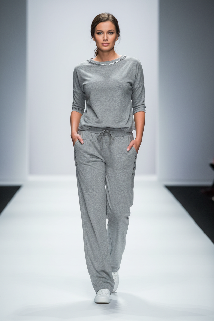 Plus Size Casual Jogger Pants for Women in Black/Gray