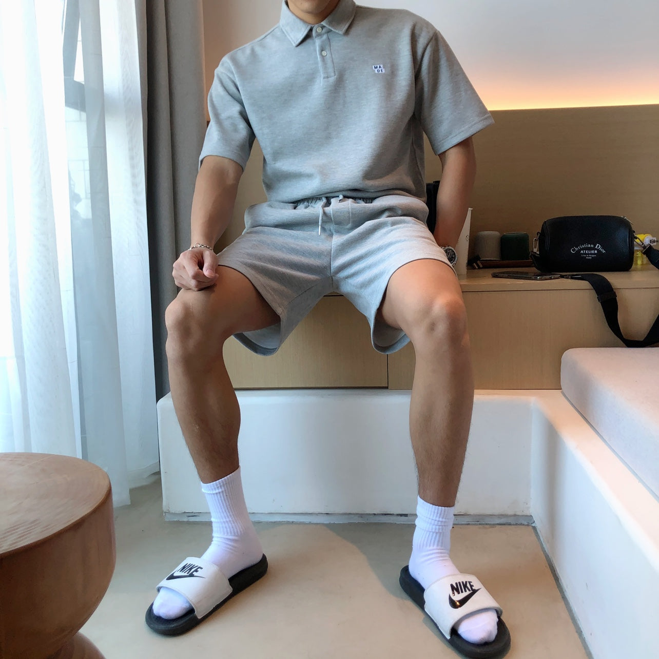 Casual Cotton Sports Suit with Polo Shirt and Shorts