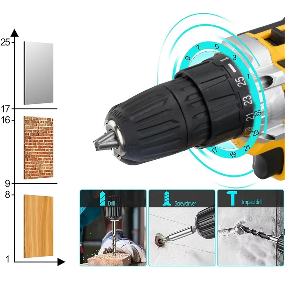 Brushed Impact Drill Lithium Battery High Torque Industrial Grade Hand Drill With Battery