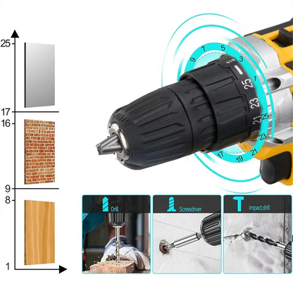 Brushed Impact Drill Lithium Battery High Torque Industrial Grade Hand Drill With Battery