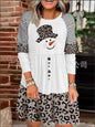 Christmas Print Long Sleeve Pullover Dress