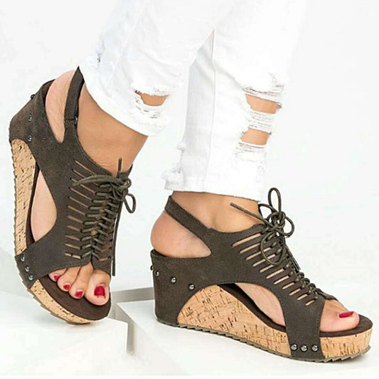 Open-Toe Roman Cutout Sandals