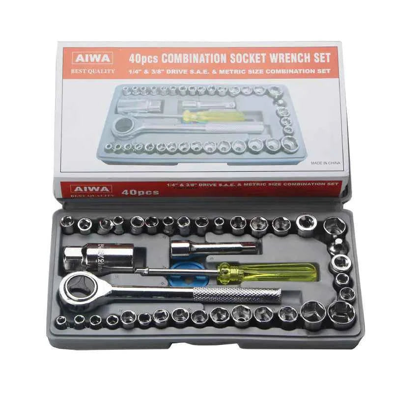 Automotive Repair Tool Set with Wrenches and Accessories