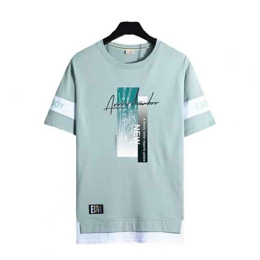 Men's Short Sleeve Printed Letter O-Neck Casual T-Shirt