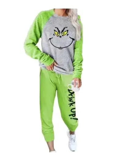 Grinch Drink Up Hoodie Set for Fall/Winter