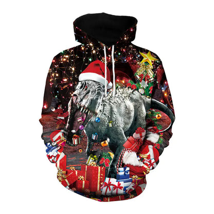 Elk Christmas Couple Hooded Sweater Print