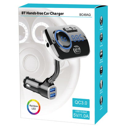 Car FM Transmitter with Bluetooth, Voice Assistant & Mood Light