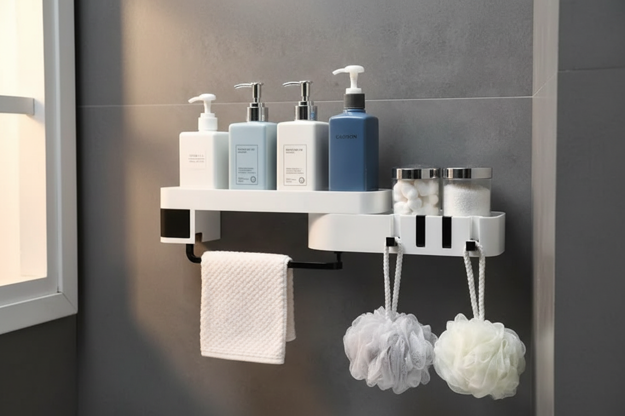 Wall-Mounted Bathroom Storage Rack for Toiletries