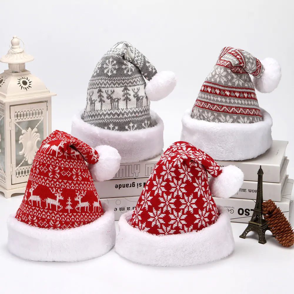 Festive Charm: 6-Piece Adjustable Santa Claus & Reindeer Christmas Rings Set with Snowflake Deer Christmas Hat