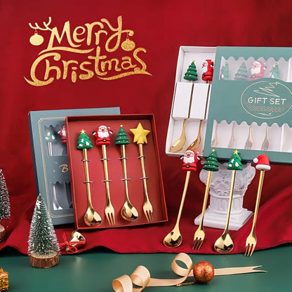 4pcs Christmas Cutlery Set - Forks & Spoons