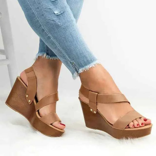Women's Summer Casual Slip-On Wedge High Heels