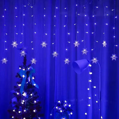 LED Snowflake Curtain Lights for Christmas & Parties