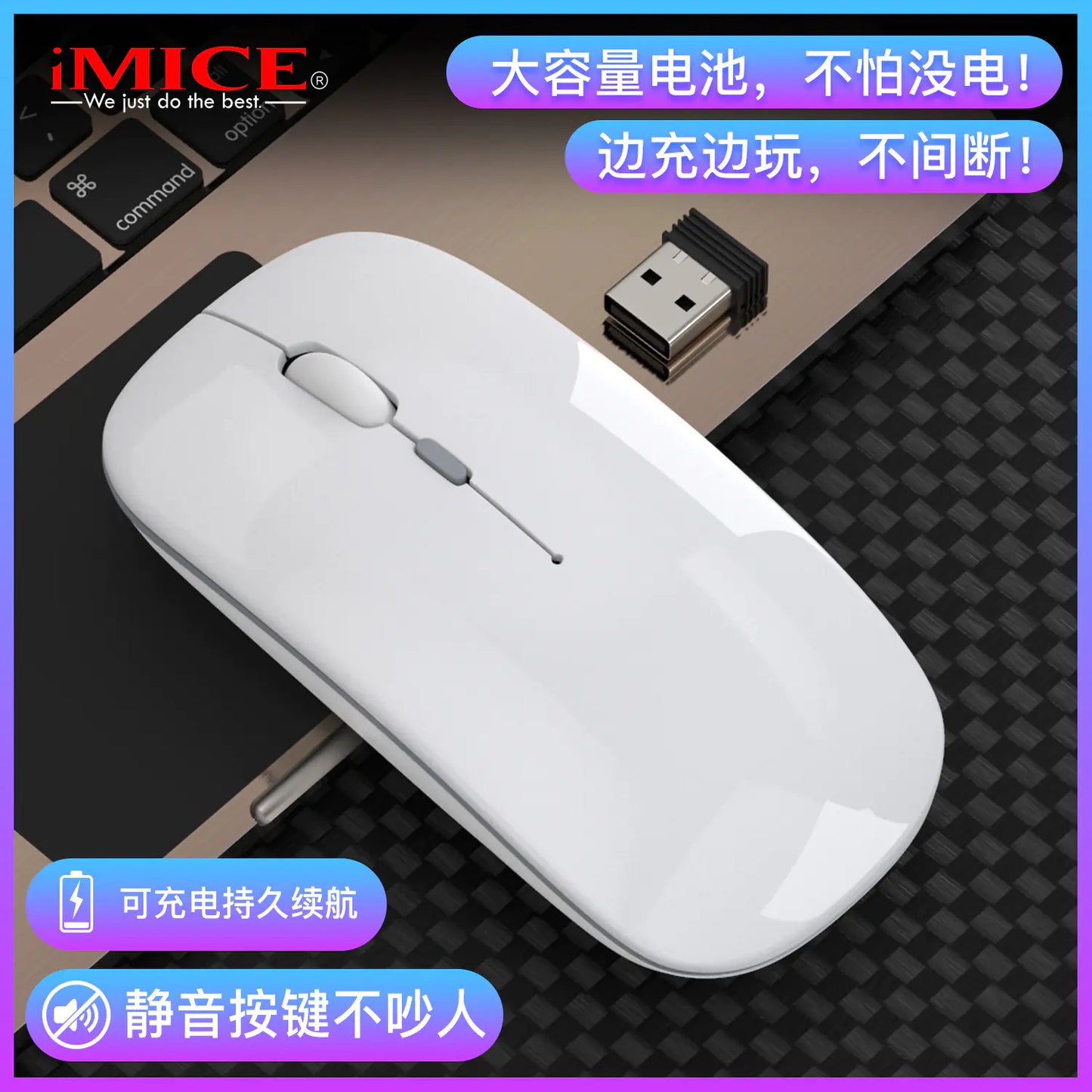 IMICE Wireless Silent Mouse with Dual Mode Charging