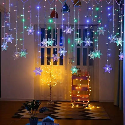LED Snowflake Curtain Lights for Christmas & Parties