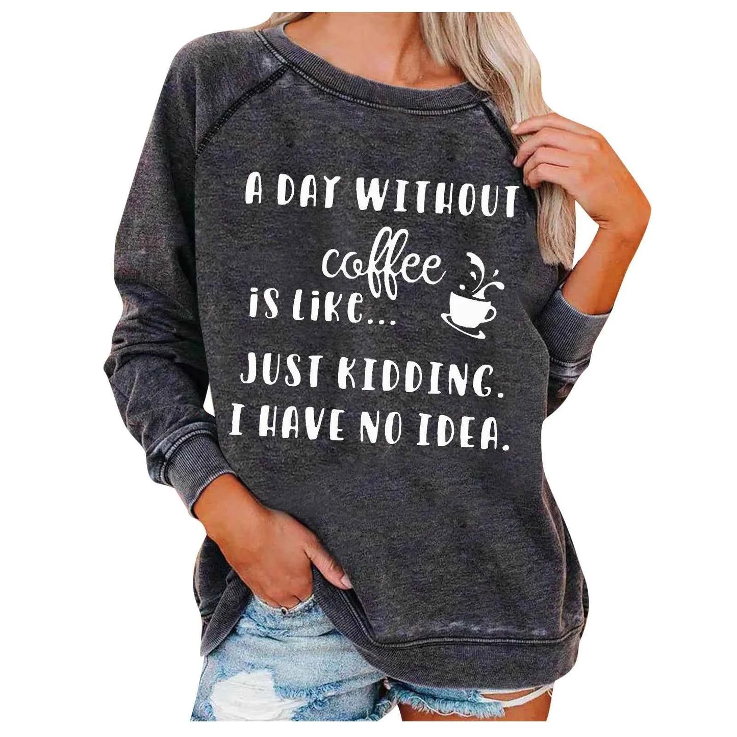 Coffee Personality Letter Print Sweatshirt for Women