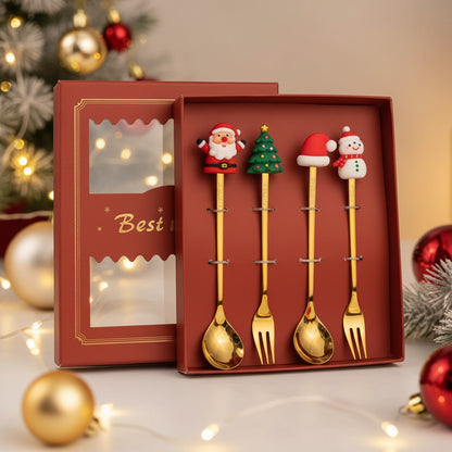 4pcs Christmas Cutlery Set - Forks & Spoons