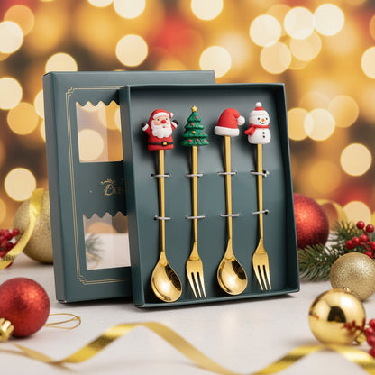 4pcs Christmas Cutlery Set - Forks & Spoons