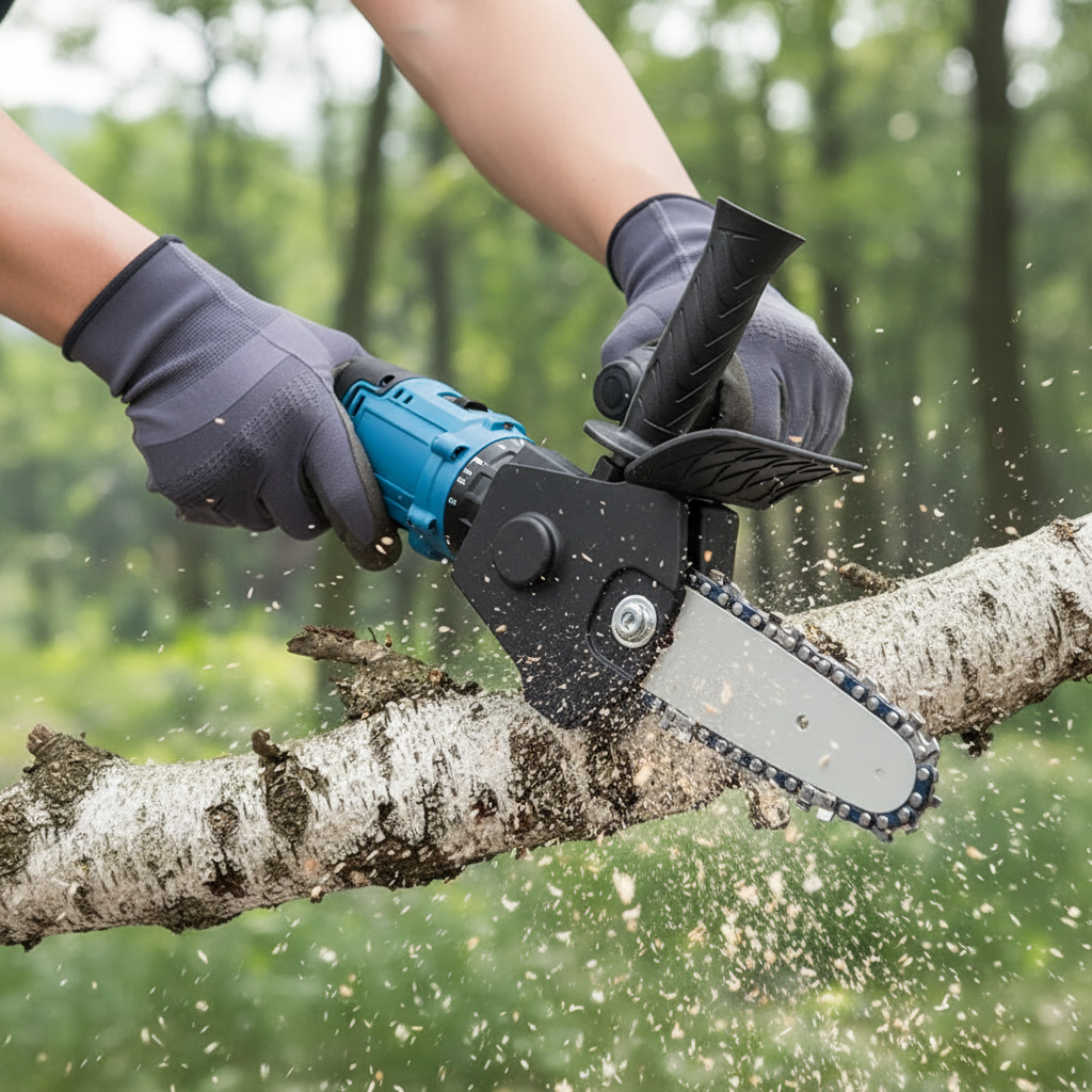 Electric Drill to Chainsaw Conversion Attachment